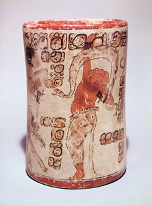 Jar depicting a man dancing with a snake, found in a tomb at Altar de Sacrificios, Classic Maya by Mayan